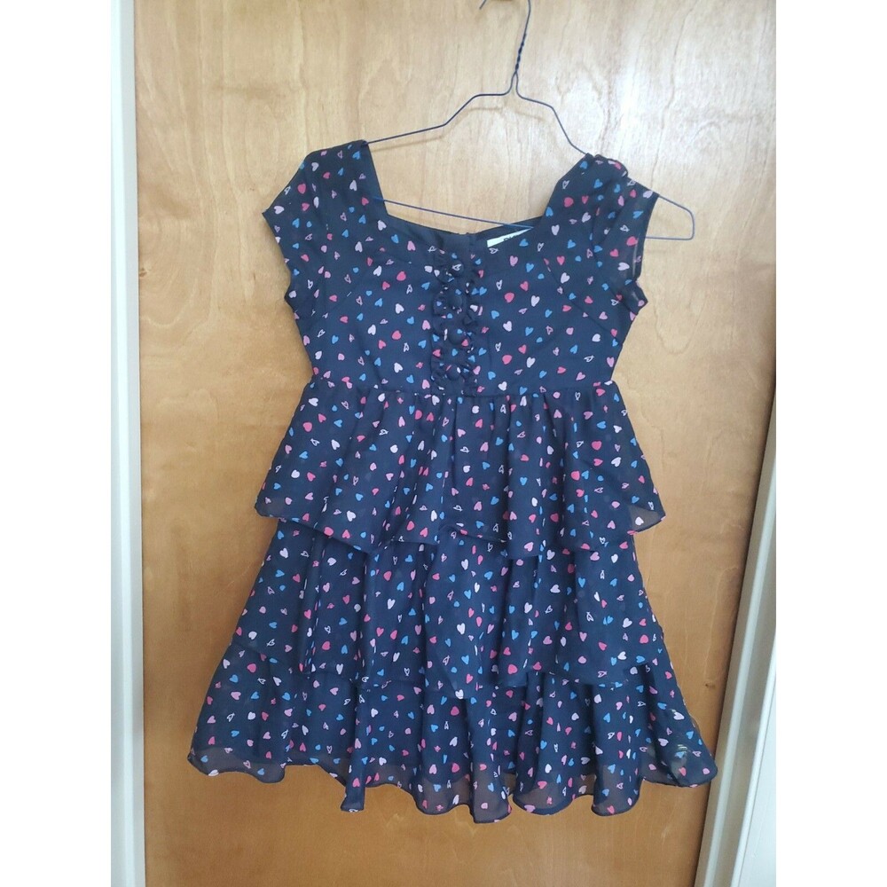 Girl's M blue with hearts DKNY dress sheer layers